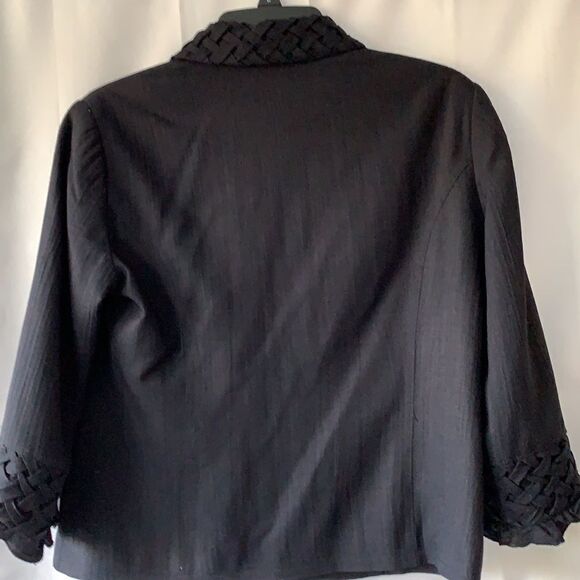 Lana Lee 6-petite blazer button up black jacket with detall collar & sleeves - Picture 2 of 6